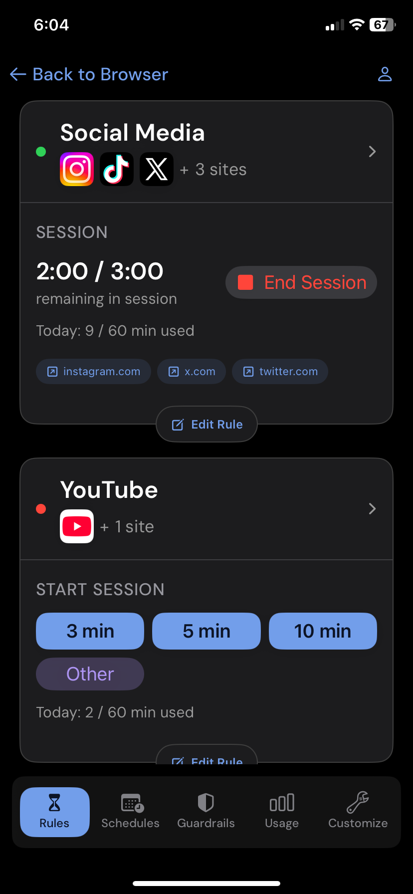 The Social Media rule unlocked, with 2:00 of a 3:00 session remaining